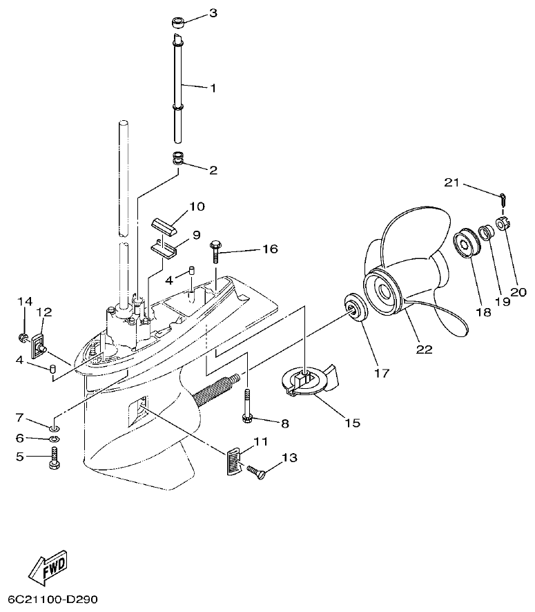 Yamaha FT50JET, FT60GET LOWER CASING & DRIVE 2 parts diagram
